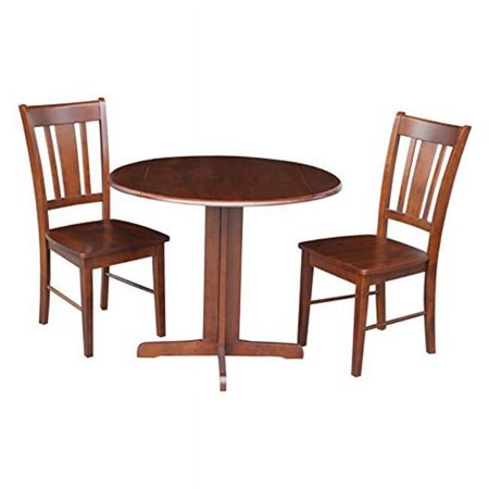 36 in. Dual Drop Leaf Table with 2 San Remo Chairs - 3 Pieces, Espresso