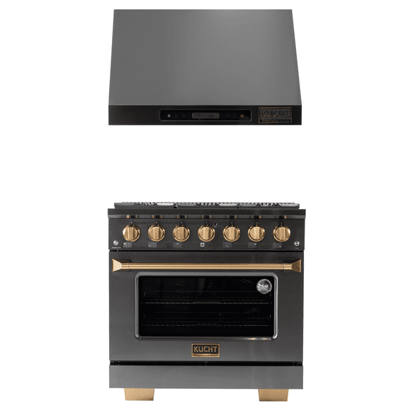 36 in Dual Fuel Range for Natural Gas in Titanium SS + Under Cabinet Range Hood