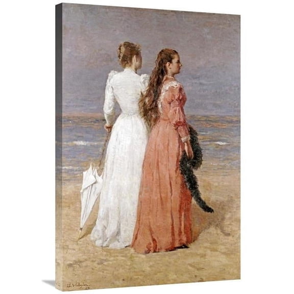 36 in. Elegant Women on a Beach Art Print - Isidore Verheyden