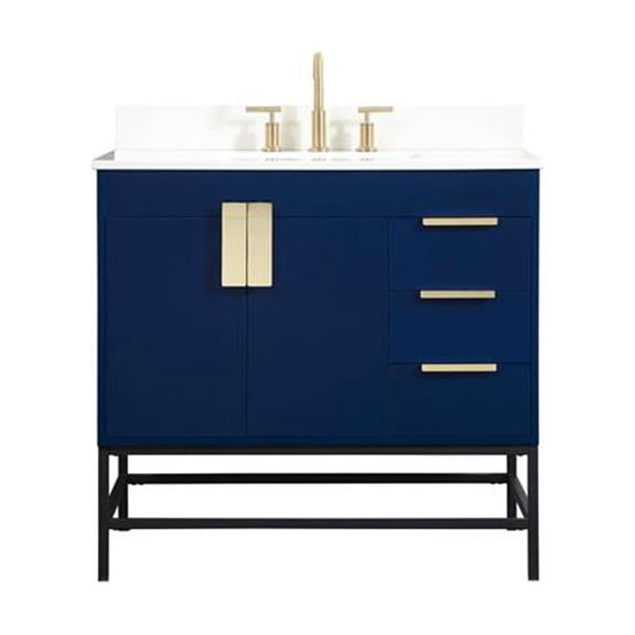 36 in. Eugene Single Bathroom Vanity with Backsplash, Blue