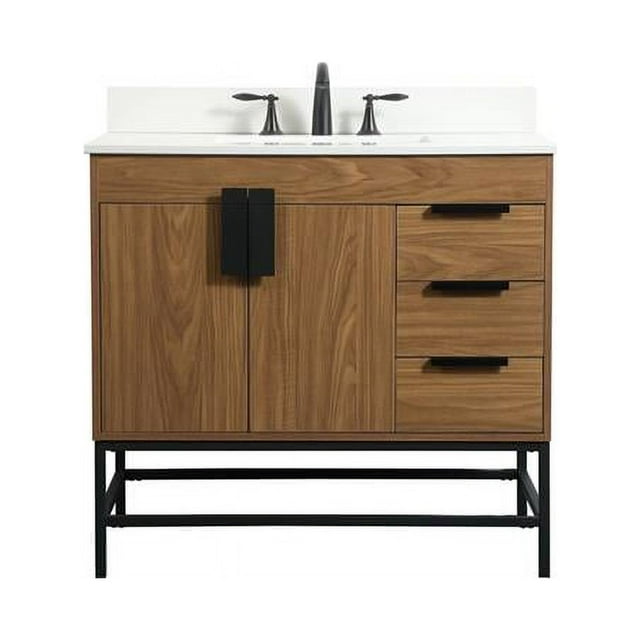 36 in. Eugene Single Bathroom Vanity with Backsplash, Walnut Brown