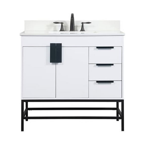 36 in. Eugene Single Bathroom Vanity with Backsplash, White