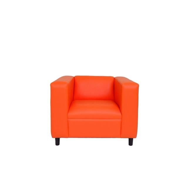 36-Inch Orange Faux Leather Arm Chair with Black Legs