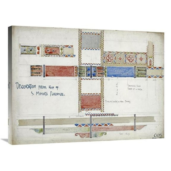 36 in. Florence, San Miniato, Studies of Decorative Ceiling Panels Art Print - Charles Rennie Mackintosh