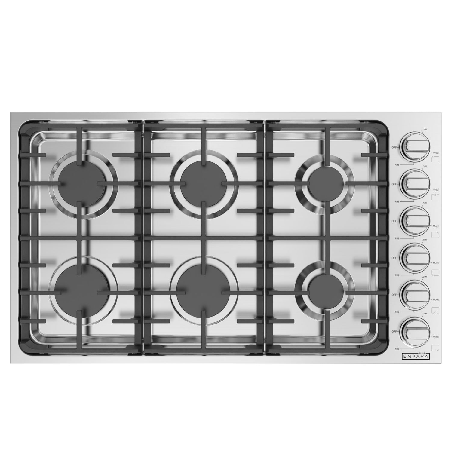 36 in. Gas Cooktop in Stainless Steel with 6 Burners including Power ...