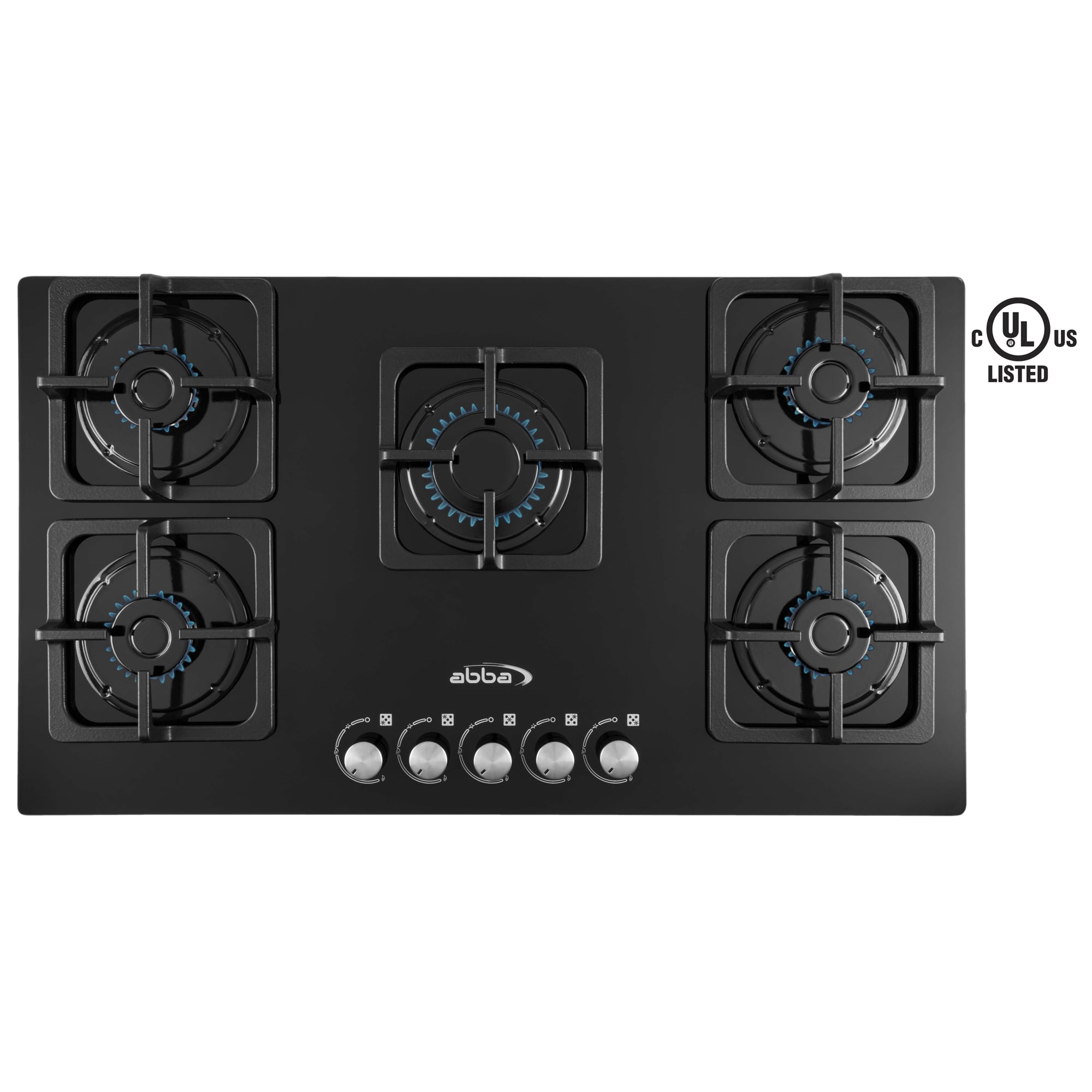 36-Inch Black Ceramic and Stainless Steel 5-Burner Gas Cooktop