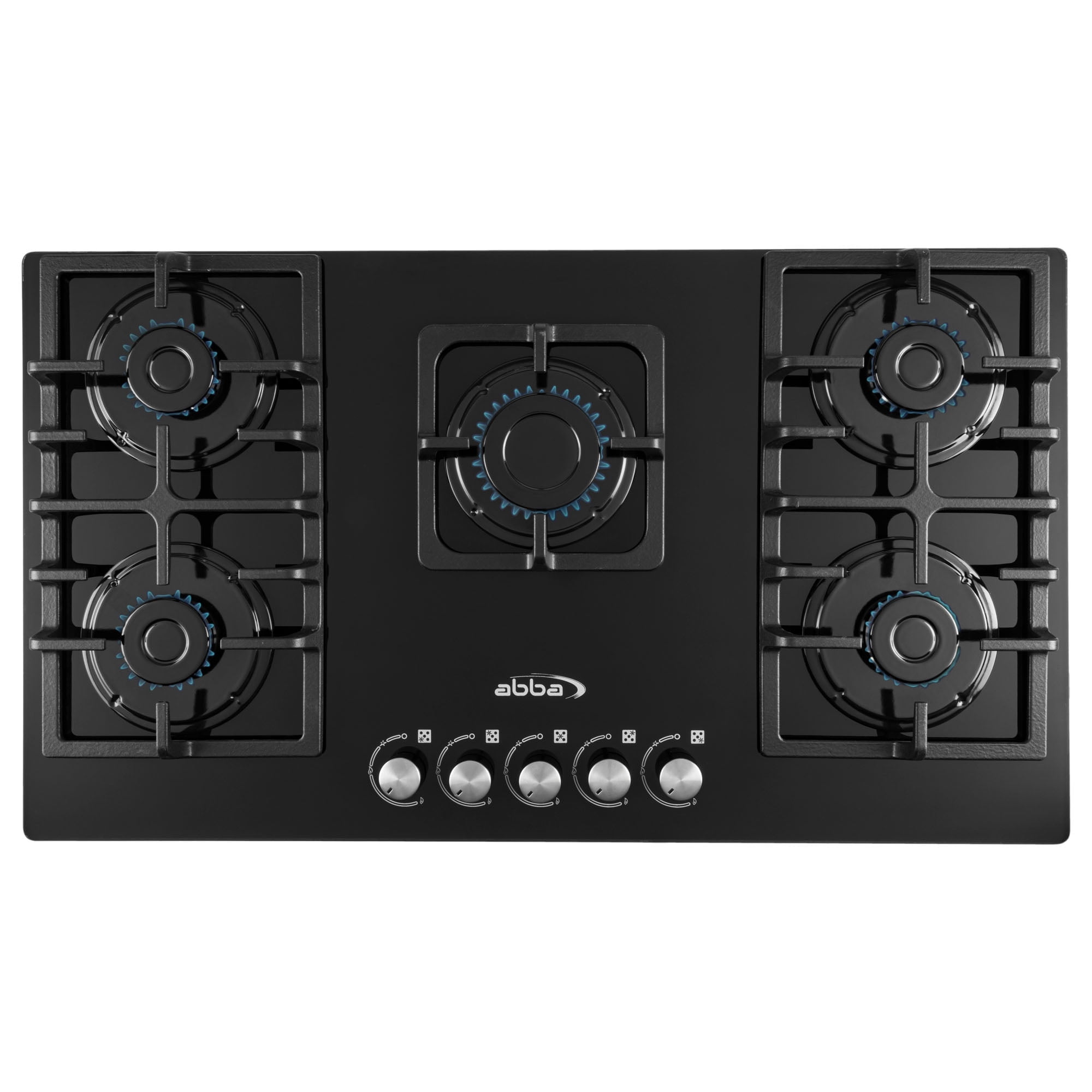 36-Inch Black Ceramic and Stainless Steel 5-Burner Gas Cooktop