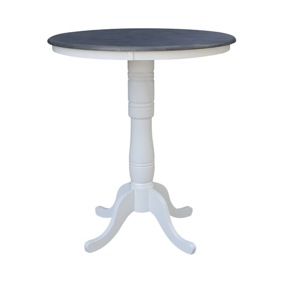 36 in Gathering Height Dining Table with 4 Xback Barstools in White/Heather Gray