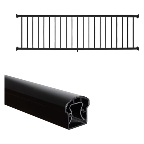 36 in. H x 8 ft. W Stanford Deck Railing Kit Aluminum Porch & Balcony Railing Kit with Black Powder-Coated Finish, Adjustable Outdoor Hand Rail System