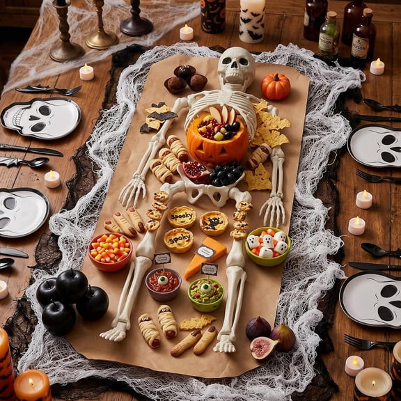 36 in Halloween Skeleton Charcuterie Kit, Gothic Table Decor