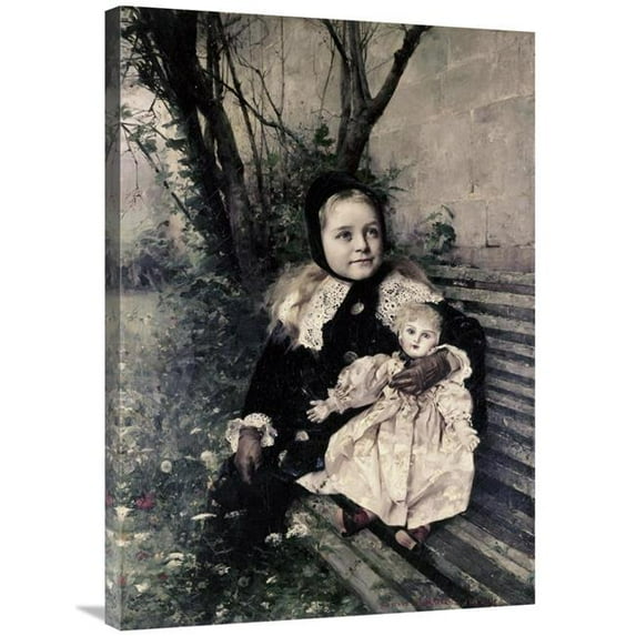 36 in. Her Favorite Doll Art Print - Gustave Claude E. Courtois