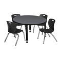 thumbnail image 1 of 36 in. Kee Round Height Adjustable Classroom Table, Grey & 4 Andy 12 in. Stack Chairs - Black, 1 of 1