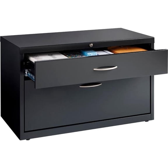 36 in. Low Credenza with Box & File Drawers - Charcoal