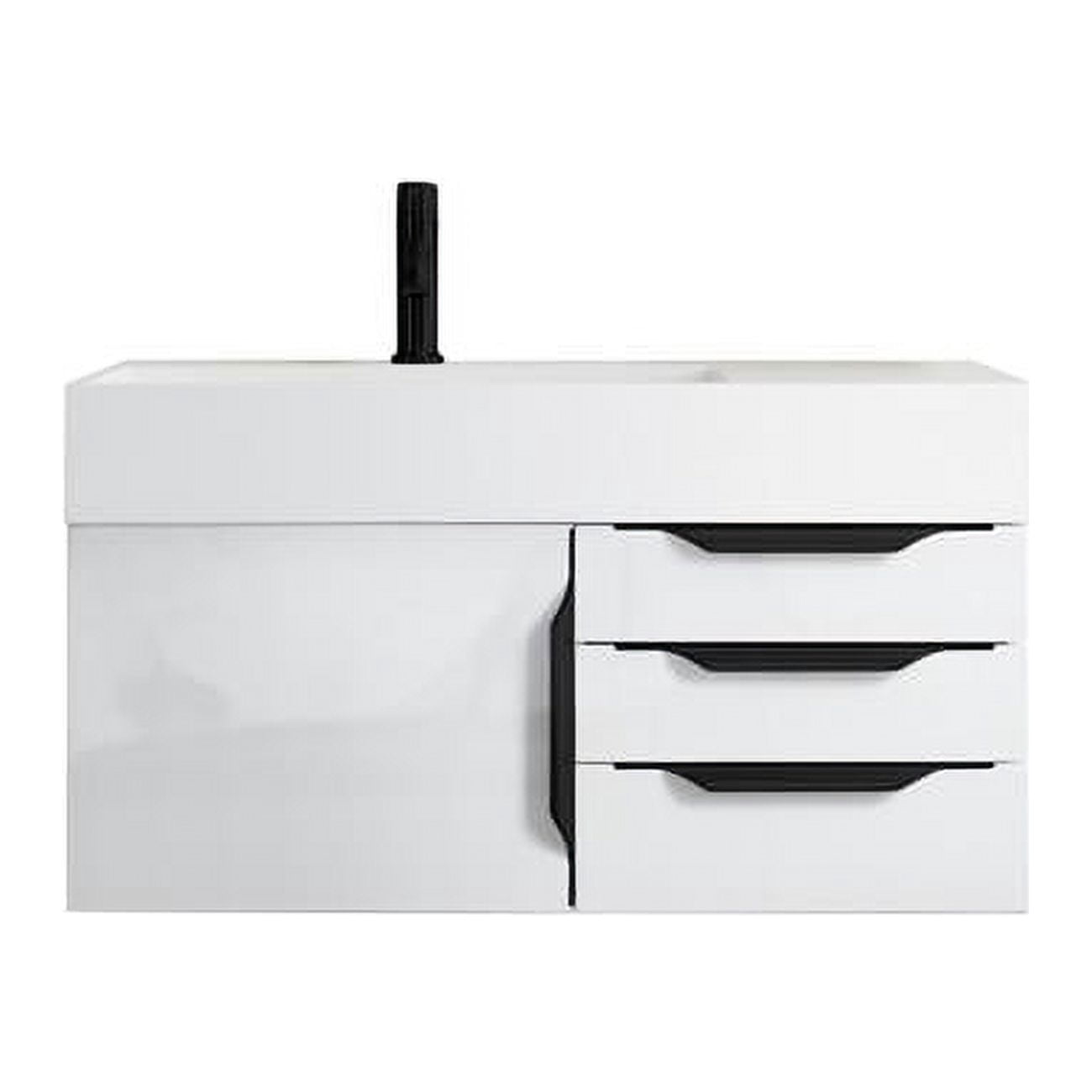 Merce Vanity 36 in. Mercer Island Single Vanity with Composite Top, Matte Black ...