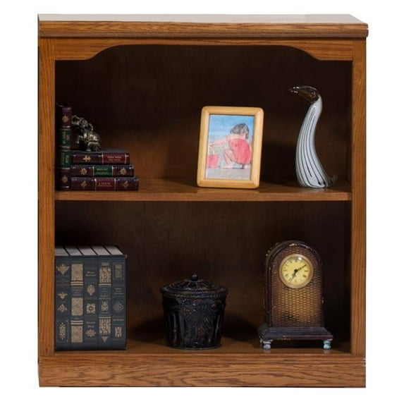 36 in. Oak Open Bookcase with Plain Base, Dark