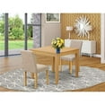 thumbnail image 1 of 36 in. Oxford Square Kitchen Table & Parson Chair with Oak Leg & Linen Fabric - Light Fawn, 3 Piece, 1 of 1