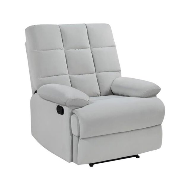 36 in. Patty Manual Recliner Chair, Cushioned, Light Gray Velvet Wood