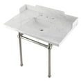 thumbnail image 1 of 36 in. Pemberton Carrara Marble Console Sink with Brass Legs, Marble White & Brushed Nickel, 1 of 1