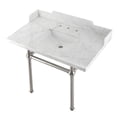 thumbnail image 1 of 36 in. Pemberton Carrara Marble Console Sink with Brass Legs, Marble White & Brushed Nickel, 1 of 1
