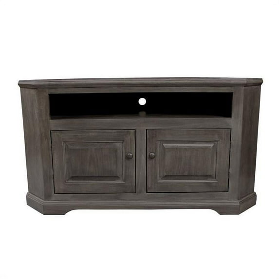 36 in. Poplar Curve Corner TV Stand, Dark Blue