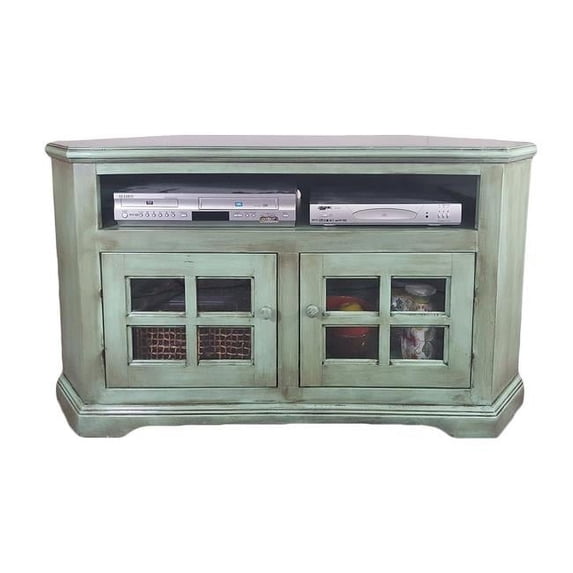 36 in. Poplar Curve Corner TV Stand, Chocolate Mousse