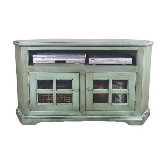 36 in. Poplar Curve Corner TV Stand, European Burnt Black