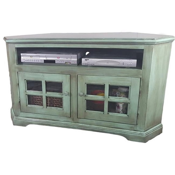 36 in. Poplar Curve Corner TV Stand, Greystone