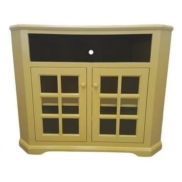 36 in. Poplar Tall Curve Corner TV Stand, Chocolate Mousse