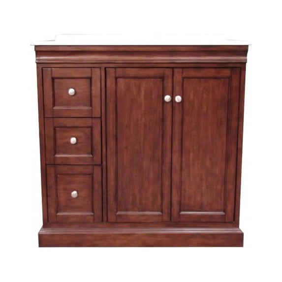 36 in. Poppy Single Sink Vanity Set, Medium Brown