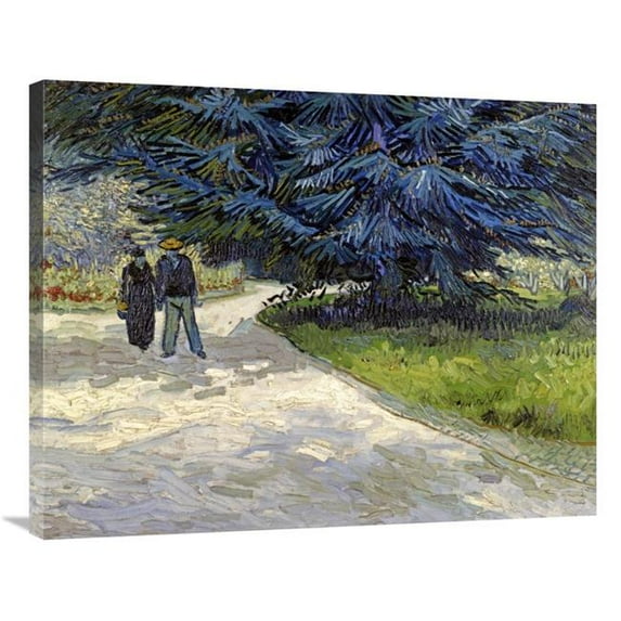 36 in. Public Garden with Couple & Blue Fir Tree Art Print - Vincent Van Gogh