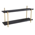 thumbnail image 1 of 36 in. Rattan Braiding Modern Wood Two Tier Shelf, Black & Gold, 1 of 1