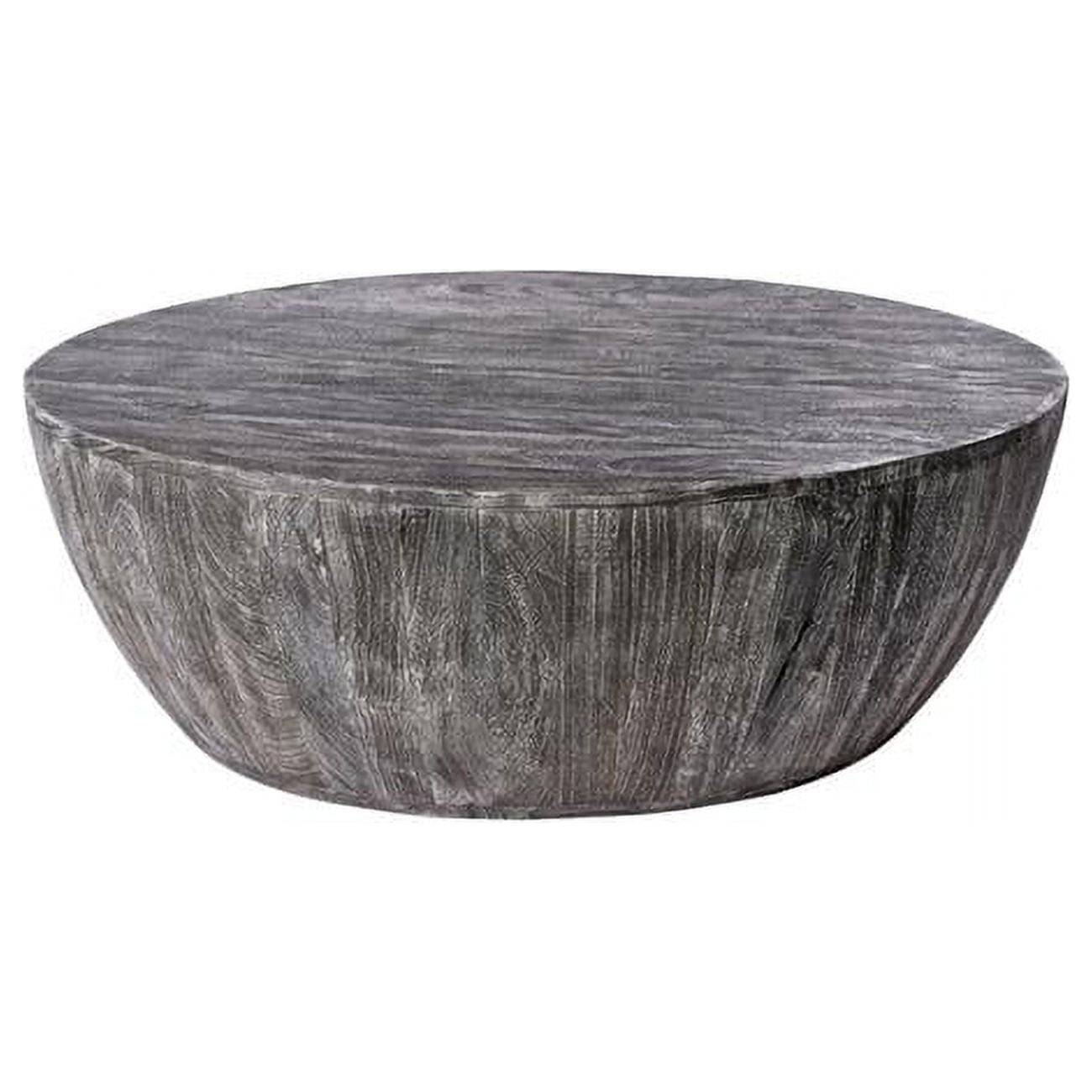 Arthur 36" Sandblasted Black Mango Wood Round Coffee Table