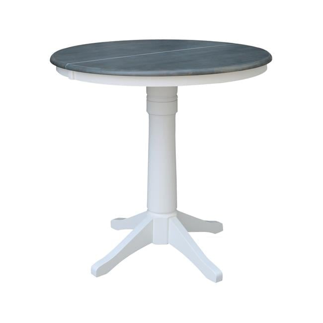 Heather Gray & White Solid Parawood 36" Round Extendable Counter Table