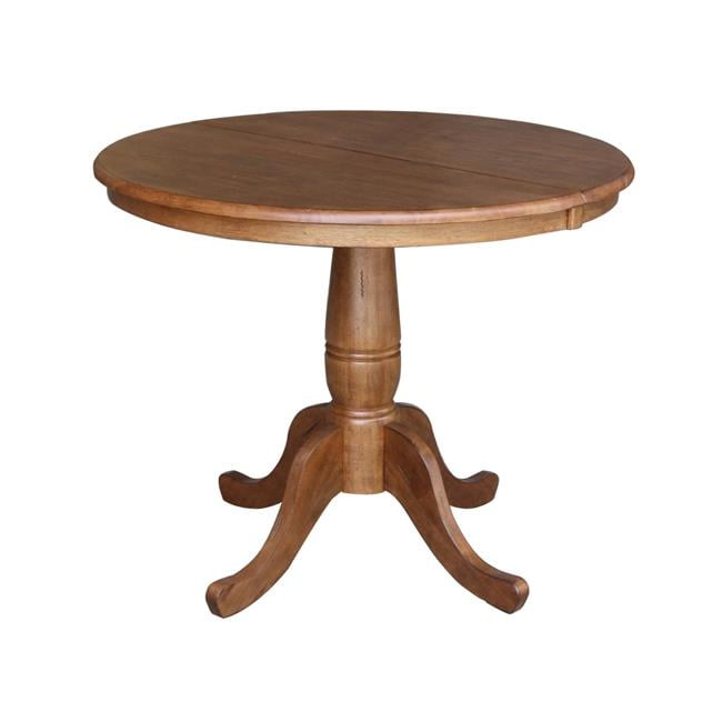 Elegant Round Oak Extendable Dining Table with Drop Leaf