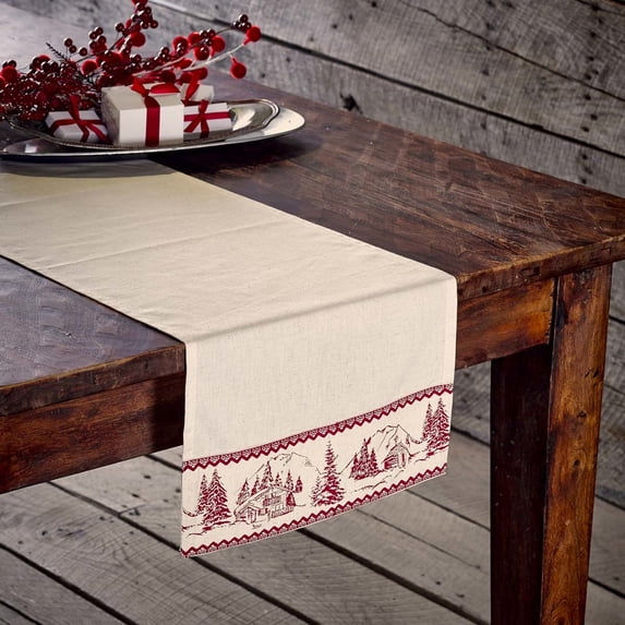 Seasonal Tabletop & Kitchen Cabin Christmas White Runner