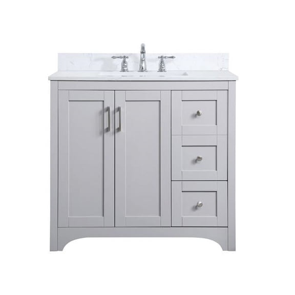 36 in. Single Bathroom Vanity, Grey with Backsplash