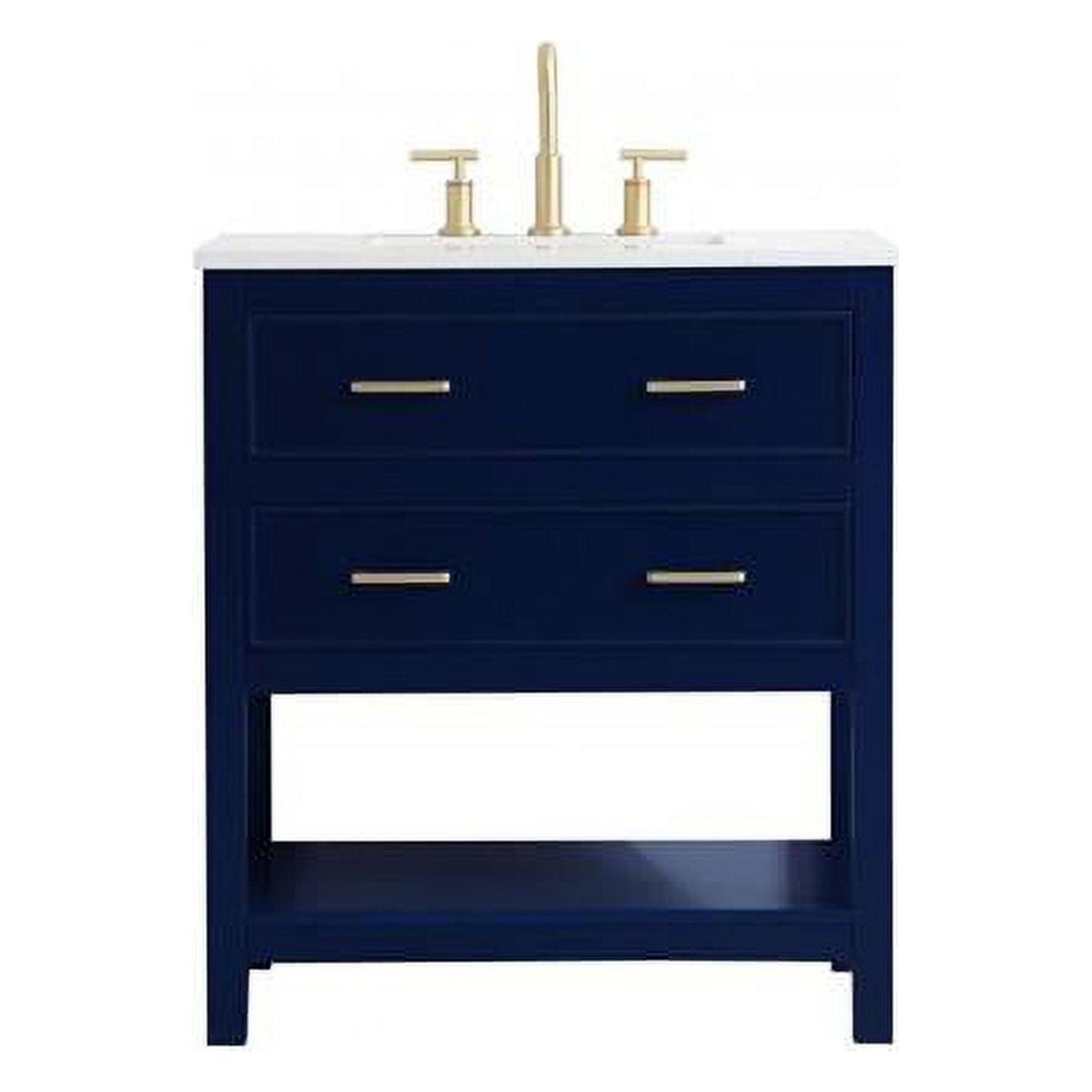 Sinclaire 36" Blue MDF Bathroom Vanity with Engineered Marble Top