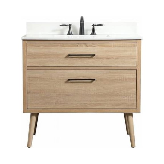 36 in. Single Bathroom Vanity with Backsplash, Mango Wood