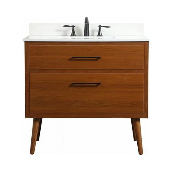 36 in. Single Bathroom Vanity with Backsplash, Teak