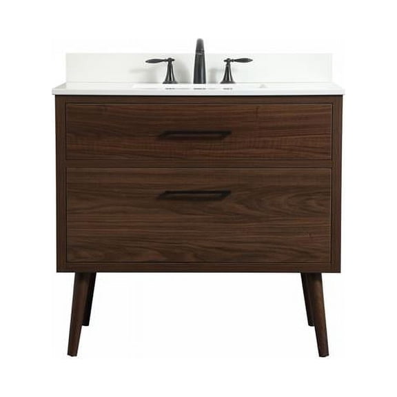 36 in. Single Bathroom Vanity with Backsplash, Walnut