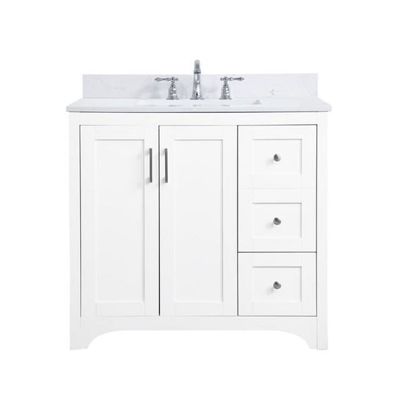 36 in. Single Bathroom Vanity with Backsplash - White