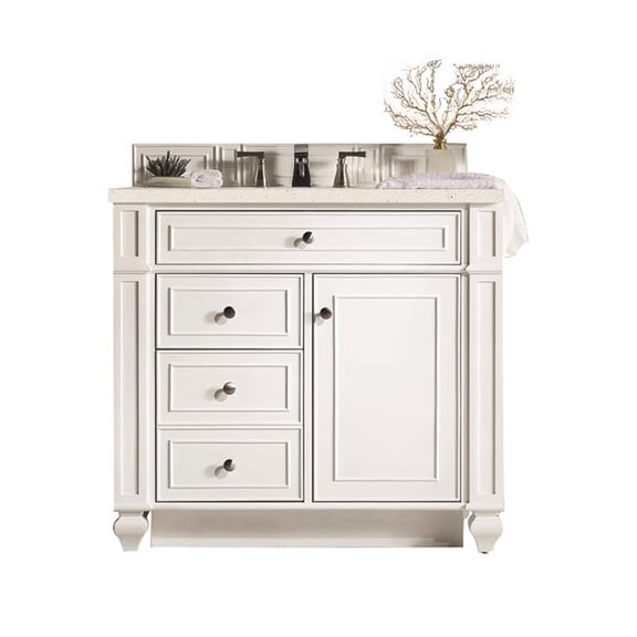 36 in. Single Vanity, Bright White with 3 cm Lime Delight Quartz Top