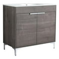 thumbnail image 1 of 36 in. Single Vanity in Gray Oak finish with Solid Surface Resin White Sink, 1 of 11