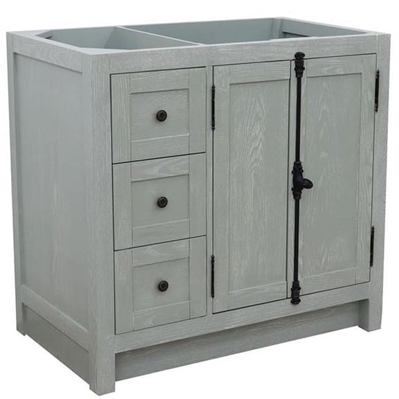 36 in. Single Vanity with Cabinet, Gray Ash - Right Doors