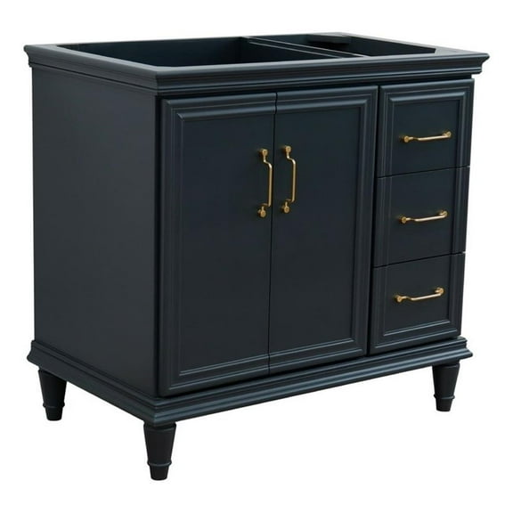 36 in. Single Wooden Vanity  Dark Gray Finish Left Door Cabinet Only