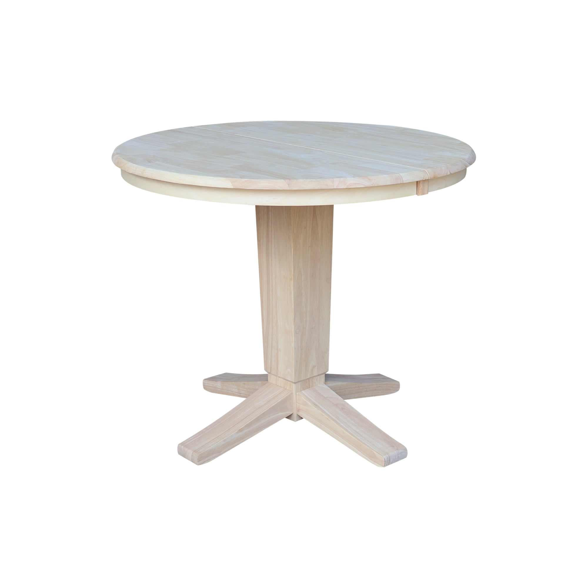 Unfinished Solid Wood Round Extendable Dining Table, 48 in