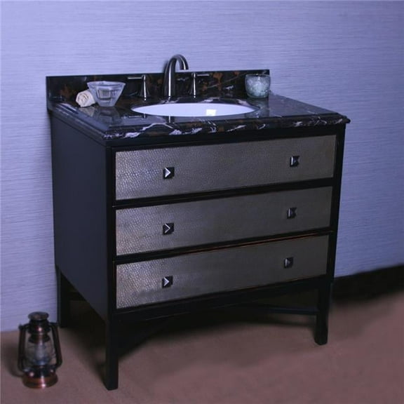 36 in. Solid Wood Sink Vanity with Micro Crystal Glaze Marble