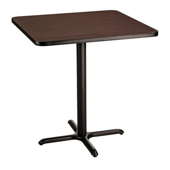 36 in. Square Cafe Table with X-Base, Mahogany - 36 in. Height