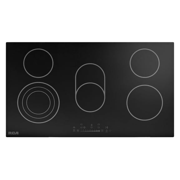 RCA 36 in. Sterling Collection Drop-In Electric Ceramic Glass Cooktop, 5 Burners, Triple Zone Element, Sync Burner, Black