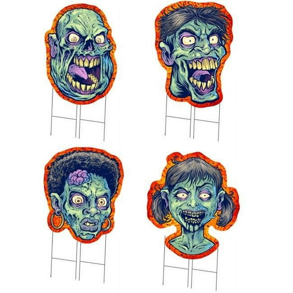 36 in. Tall Double Sided Yard Sign with Stake - Zombie - Pack of 4